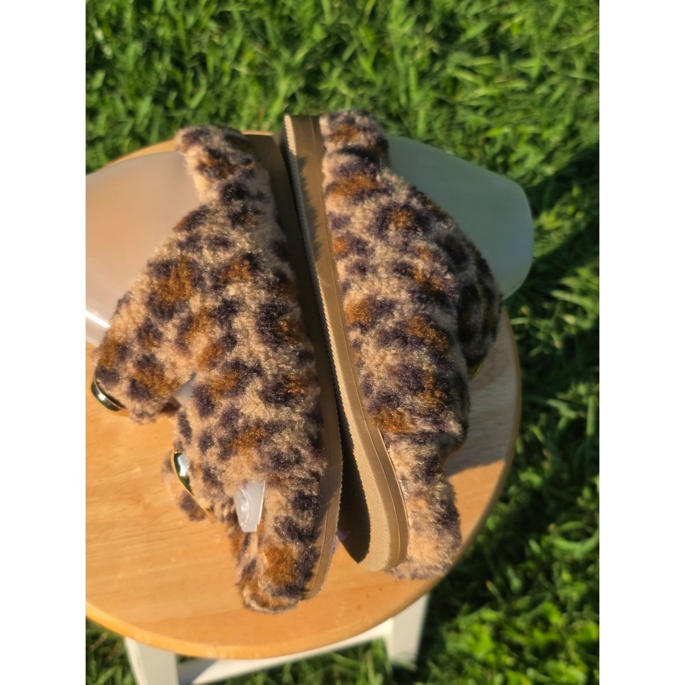 Dolce Vita Women's Leopard Print Faux Fur Double Buckle Slide Slippers - Picture 7 of 9